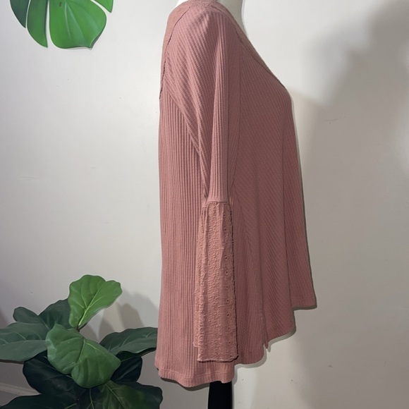 Free People Parisian Nights Thermal Henley Top in Sayluita / Desert Rose Sz. S - Picture 9 of 14